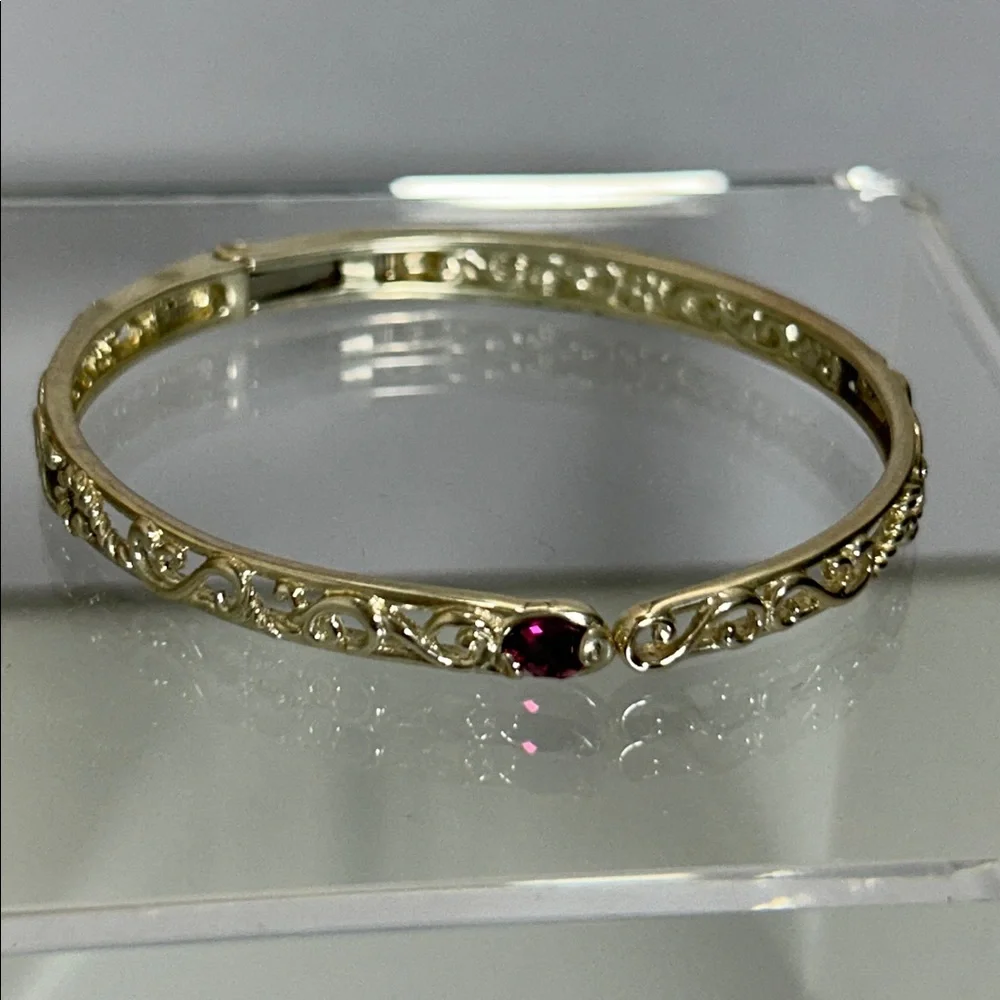 NWOT Carolyn Pollack Sterling Silver Scroll Design Genuine Amethyst Bracelet